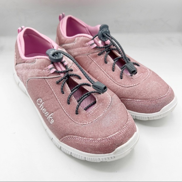 Cheeks by Tony Little Pink Shimmer Sparkly Sneakers with Lock Laces Size 11M - Picture 1 of 13